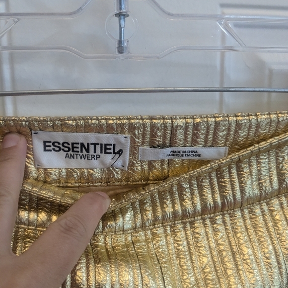 NWT Essentiel Antwerp Cole Gold Metallic Skirt - Picture 4 of 6